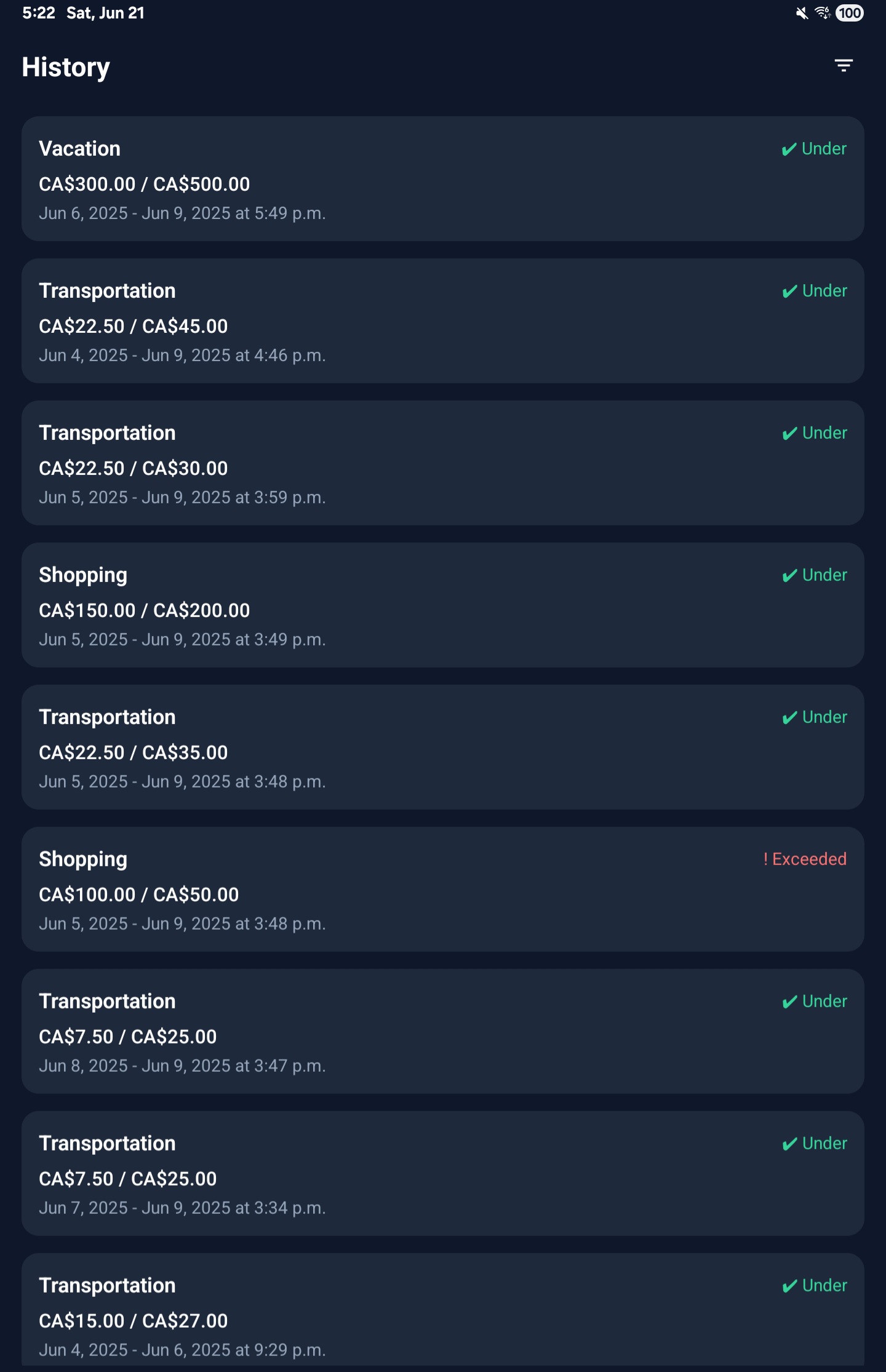 Limit History